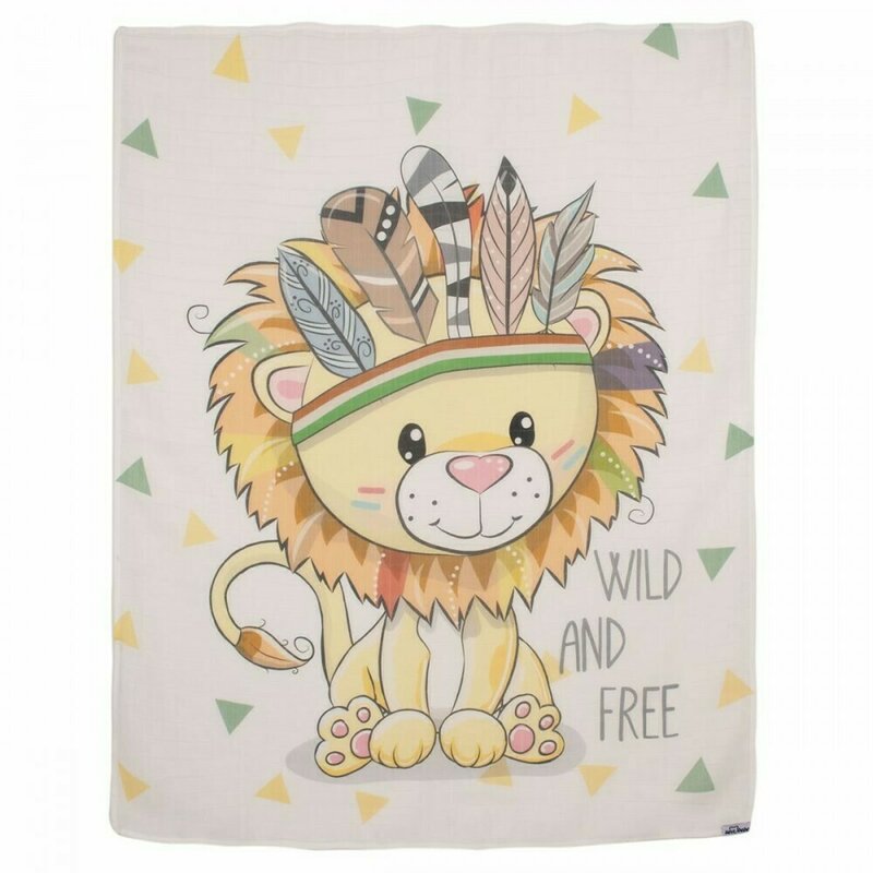 Sevibebe - scutec muselina lion bumbac 120x120 cm
