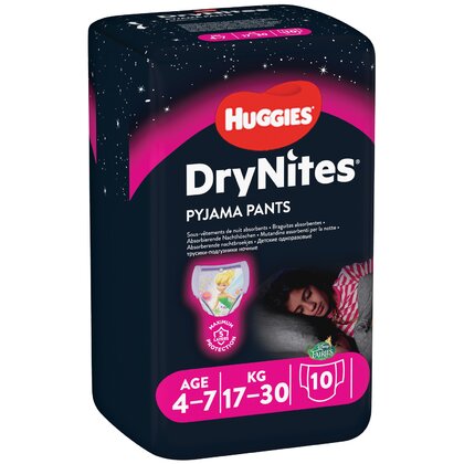 Huggies - DryNites Conv 4-7 ani Girl 10 buc, 17-30 kg