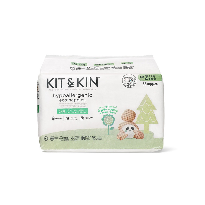 Kit and kin - scutece hipoalergenice eco kit&kin, marimea 2, 4-8 kg , 40 buc