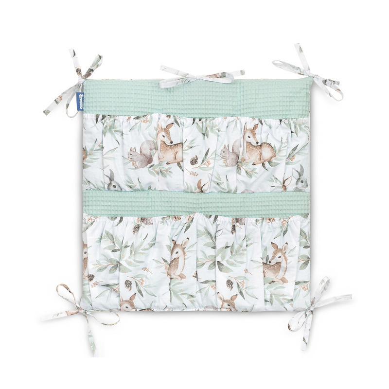 Sensillo - organizator patut, cu 5 buzunare, cu panglici pentru agatat, 47 x 47 cm, 0 luni+, verde