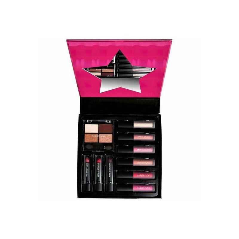 Set 10 piese ruj, ruj lichid, farduri de ploape si accesorii super star, magic studio