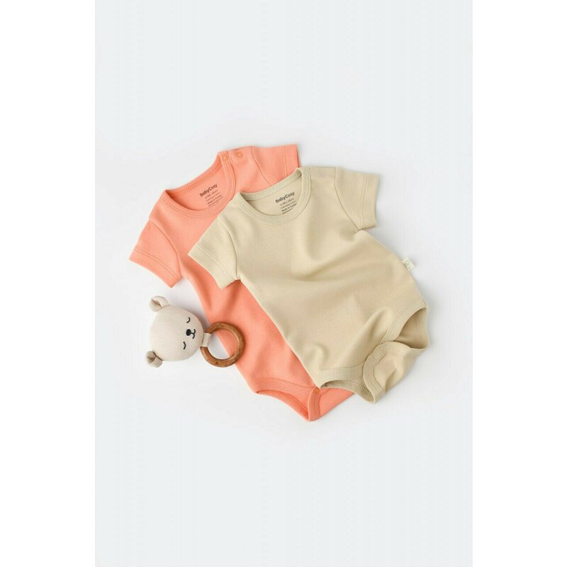 Babycosy - set 2 body-uri bebe unisex -100% bumbac organic - roz/crem, baby cosy (marime: 18-24 luni)