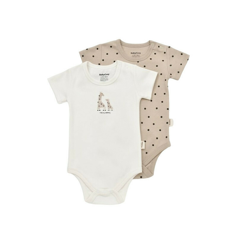 Set 2 body-uri bebe unisex girafa, baby cosy, 100% bumbac organic (marime: 9-12 luni)