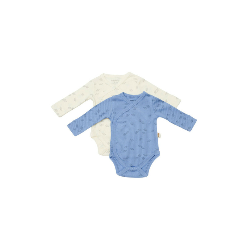 Set 2 body-uri petrecute Printed, BabyCosy, 50% modal+50% bumbac, Ecru/Lavanda (Marime: 3-6 Luni)