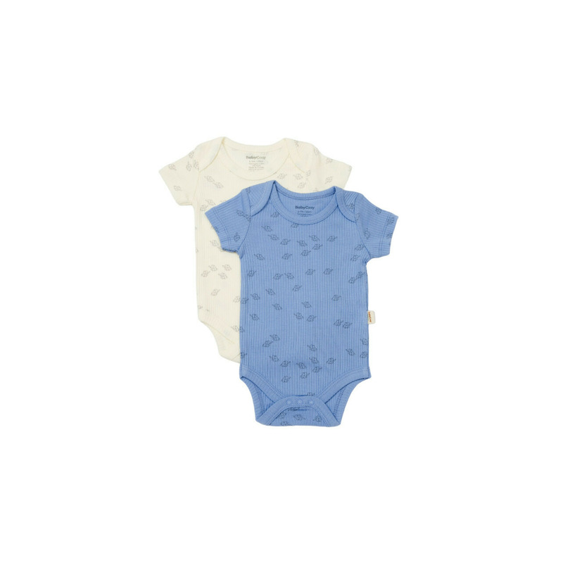 Set 2 body-uri Printed, BabyCosy, 50% modal+50% bumbac, Ecru/Lavanda (Marime: 12-18 Luni)