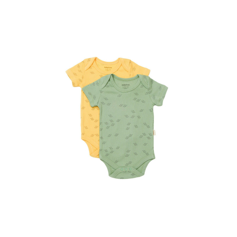 Set 2 body-uri Printed, BabyCosy, 50% modal+50% bumbac, Lamaie/Verde (Marime: 12-18 Luni)