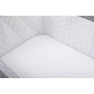 Set 2 cearceafuri cu elastic pentru patut leagan sau patut co-sleeper, Bubaba,  Dimensiune 90x50 cm, Din bumbac jersey, Alb si gri