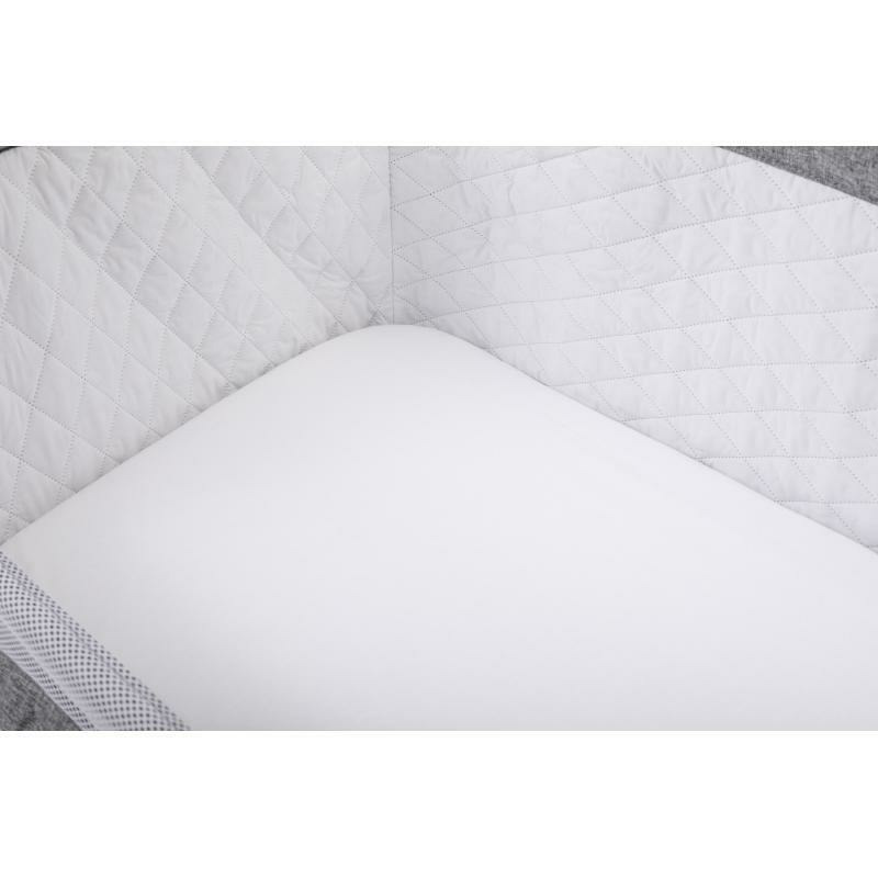 Set 2 cearceafuri cu elastic pentru patut leagan sau patut co-sleeper, bubaba, dimensiune 90x50 cm, din bumbac jersey, alb si gri
