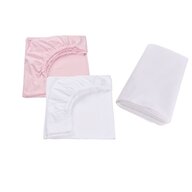 Confort family - Set 2 cearsafuri patut 120x60 cm bumbac 100% alb roz+ Protectie impermeabila