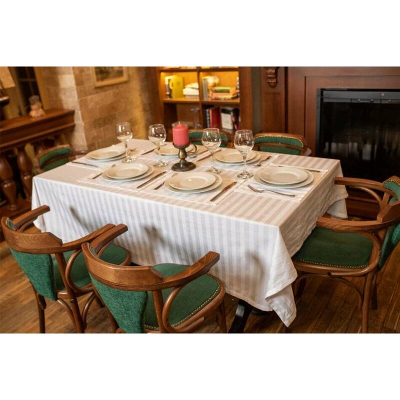 Set 2 fete de masa damasc somnart, 150x180 cm, 100% bumbac damasc, 6 persoane