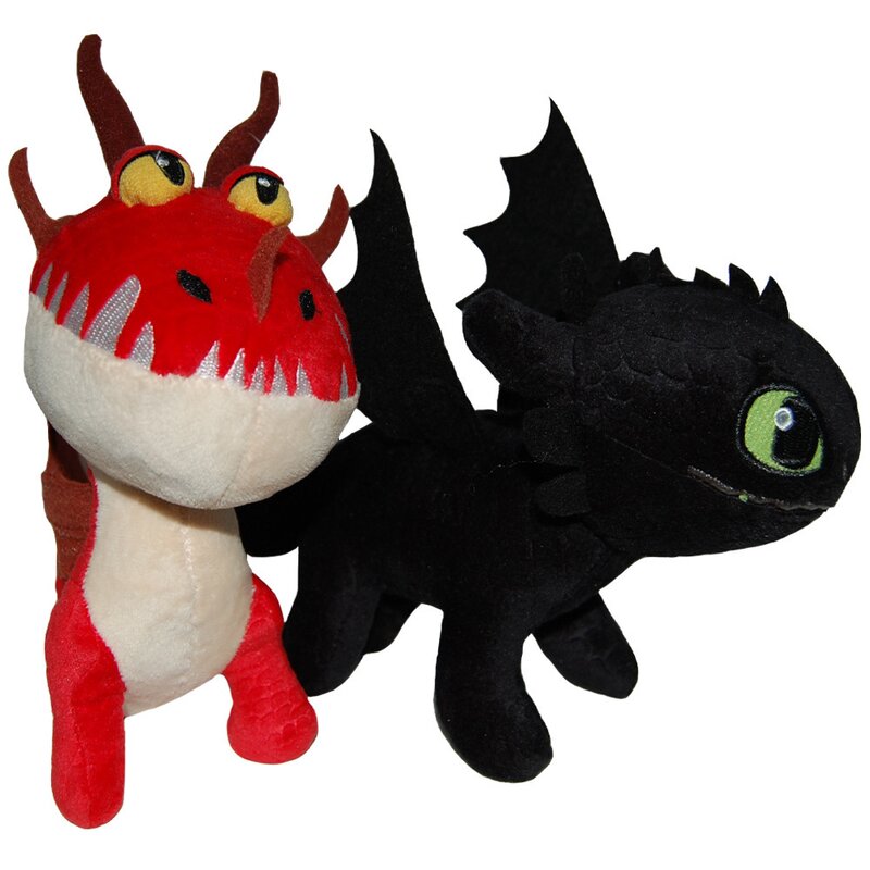 Play by play - set 2 jucarii din plus toothless 25 cm si monstrous nightmare 20 cm, how to train your dragon