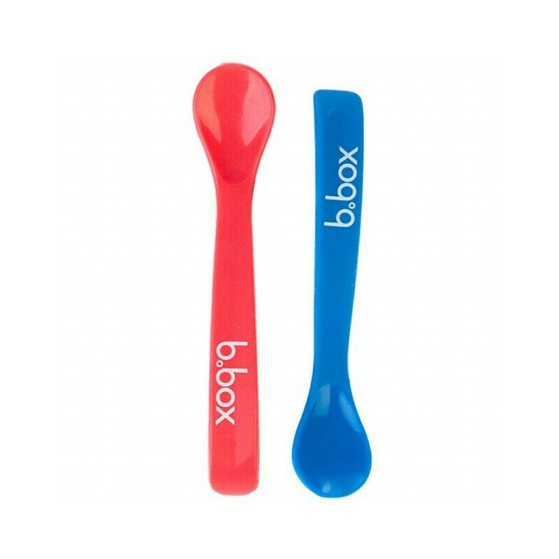 B.box - Set 2 lingurițe flexibile de silicon de la , albastru si roșu