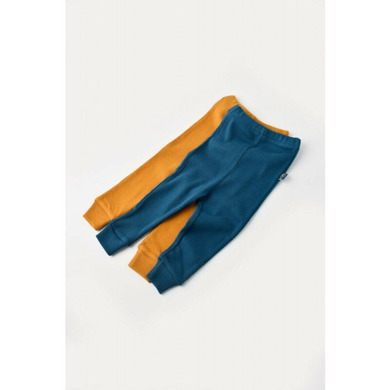Babycosy - set 2 pantaloni bebe unisex din bumbac organic si modal - bleumarin/sofran, baby cosy (marime: 3-6 luni)