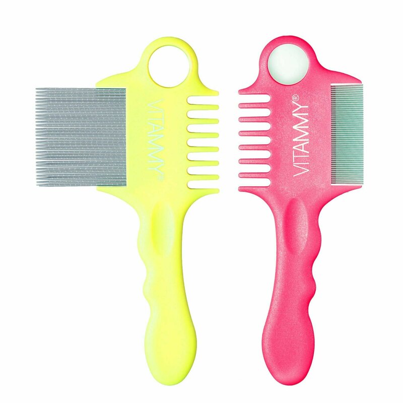 Vitammy - set 2 piepteni fino, pentru indepartarea paduchilor, 1511w/1512, galben si roz