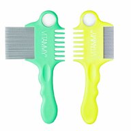Vitammy - Set 2 piepteni  Fino, pentru indepartarea paduchilor, Galben/ Verde