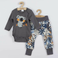 Set 2 piese: body cu maneca lunga, pantaloni, Marime 68, Din bumbac 100%, New Baby, Rebel Graphite