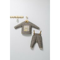 Tongs baby - Set 2 piese cu bluzita si pantalonasi de iarna King,  (Culoare: Maro, Marime: 9-12 luni)