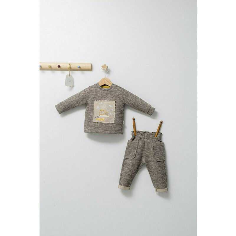 Tongs baby - Set 2 piese cu bluzita si pantalonasi de iarna King, (Culoare: Verde, Marime: 6-9 luni)
