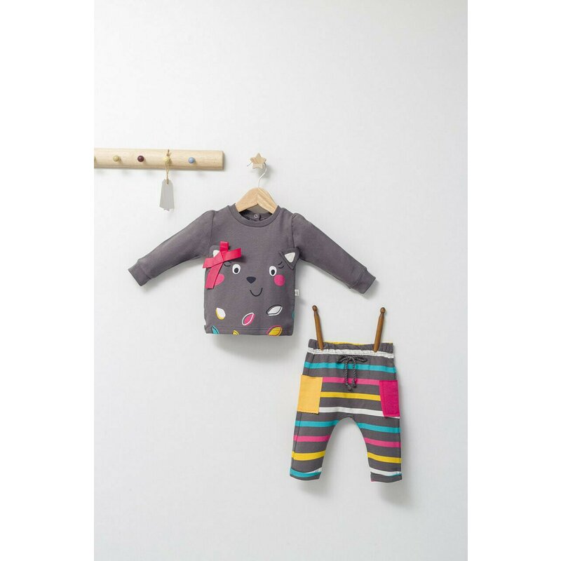 Tongs baby - set 2 piese cu bluzita si pantalonasi pentru fetite colorful autum, (culoare: albastru, marime: 18-24 luni)