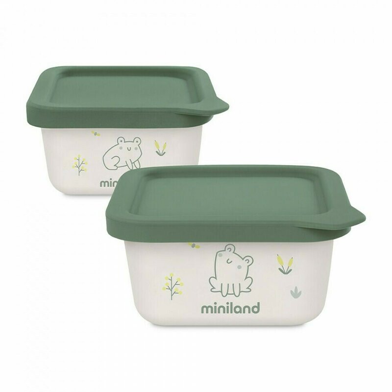 Miniland - set 2 recipiente ermetice ptr.mancare solida frog