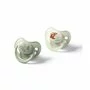 Set 2 suzete bebelusi, BabyOno, 6-18 luni, Anatomice, Maner fosforescent, Fara BPA, Scut ventilat Air Flow, Usor de sterilizat, Verde/ Bej - 1
