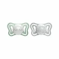 Set 2 suzete bebelusi, Chicco, Physio Light Glow, Ortodontice, Silicon moale, Extra ventilate, Fosforescente, Fara BPA, 16-36 luni, Verde/Gri