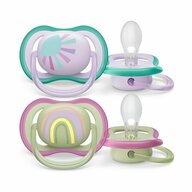 Set 2 suzete bebelusi, Philips Avent, Ultra Air, Ortodontice, Ventilate, Senzatie naturala, Fara BPA, 0–6 luni, Deco Mov/Verde