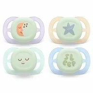 Set 2 suzete bebelusi, Philips Avent, Ultra Start Nighttime, Ortodontice, Silicon moale, Senzatie naturala, Fara BPA, 80% materiale de origine vegetala, 0-6 luni, Luna/Stele
