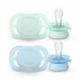 Set 2 suzete bebelusi, Philips Avent, Ultra Start, Ortodontice, Silicon moale, Usoare, Fara inel si fara BPA, Conceputa pentru gurite micute, 0-2 luni, Verde/Albastru