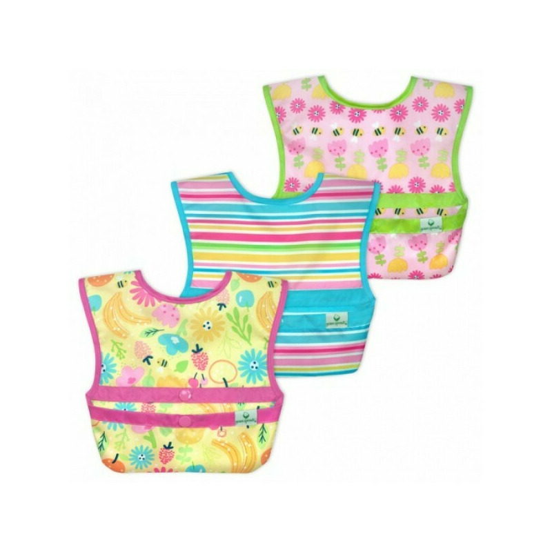 Set 3 bavetele easy wear snap'n go - green sprouts - bee