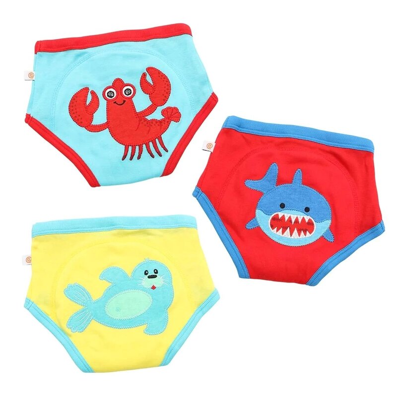 Zoocchini - set 3 chilotei antrenament, , baiat, 3-4 ani, 100% bumbac organic, ocean pals