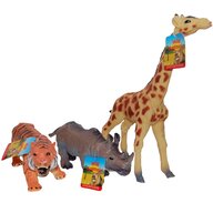 Up int'l - Set 3 figurine din cauciuc animale salbatice, Girafa/Tigru/Hipopotam, 22 - 30 cm