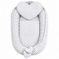 Set 3 piese, New Baby, Luxury, Baby Nest, Cu paturica si pernuta in forma de inima, Minky Heart Grey