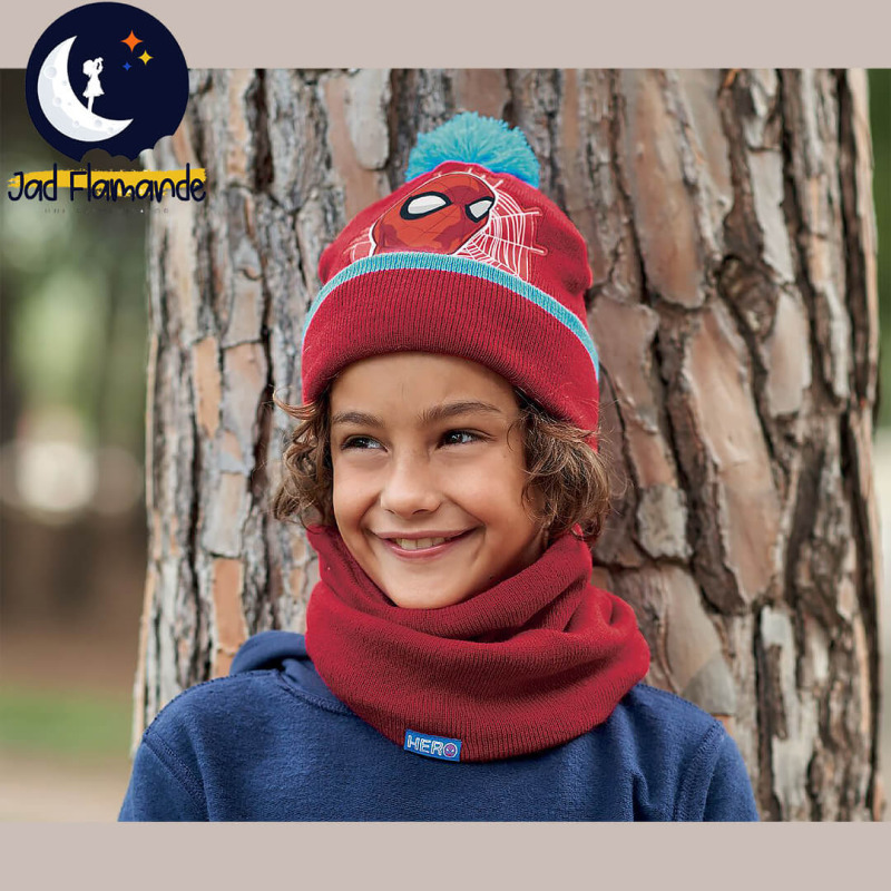 Set 3 piese spiderman-caciula manusi si fular