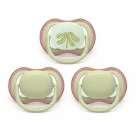 Set 3 suzete bebelusi, Philips Avent, Ultra Air Day & Night, Ortodontice, Silicon moale, Ventilate, Senzatie naturala, Fara BPA, 6-18 luni, Bej/Palmier