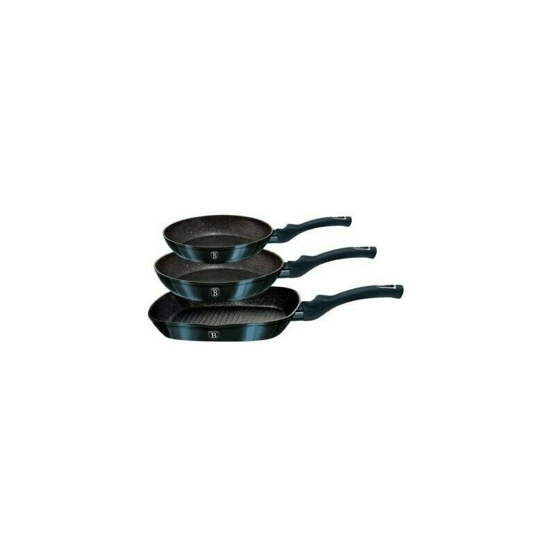 Berlinger haus - set 3 tigai marmorate, din aluminiu forjat, aquamarine metalic line, , bh 6140