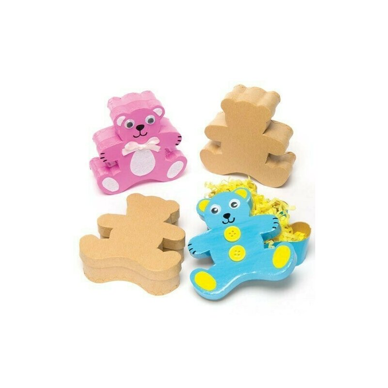 Baker Ross - Set creativ Cutiute din carton Ursuleti , 4 buc, Pentru decorat