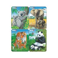 Larsen - Set 4 Puzzle mini Animale exotice cu Elefanti  Koala  Panda  Tigri  orientare tip portret  8 piese