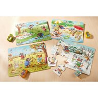 Haba - Puzzle din lemn Anotimpurile , Puzzle Copii ,  4 in 1, Cu figurine, piese 60