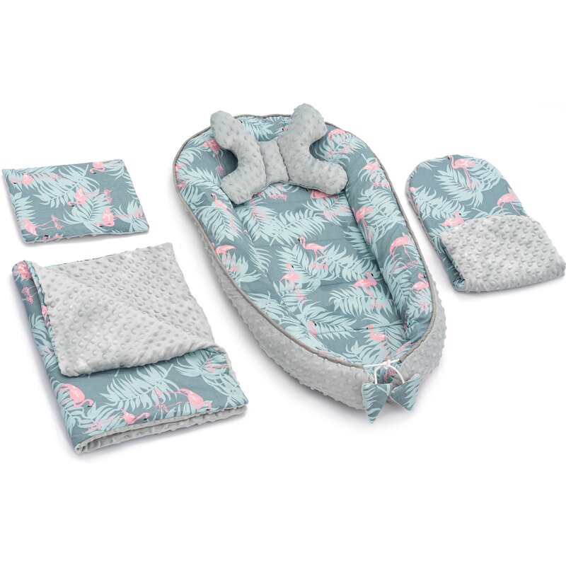 Set 5 in 1 Babynest Minky, 2 perne, 1 paturica si o saltea cu doua fete Tutumi TT37547