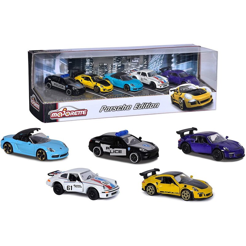 Simba - set vehicule porsche , 5 piese, metalice, cu suspensii, multicolor