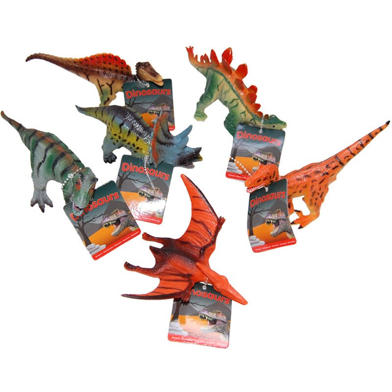 Up int'l - set 6 figurine dinozauri din cauciuc, diverse modele, 13 - 17 cm