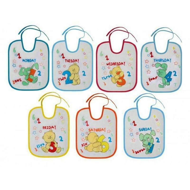 Lorelli - Set bavete Small, 7 buc, Inchidere cu snur, din Bumbac, 23x20 cm, Boy