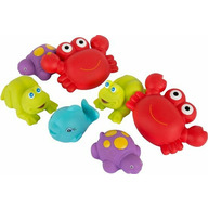 Set 7 animalute de baie, Fara gauri, Cu gentuta pentru transport, Fara BPA,  Floating Sea Friends, Playgro, Blue