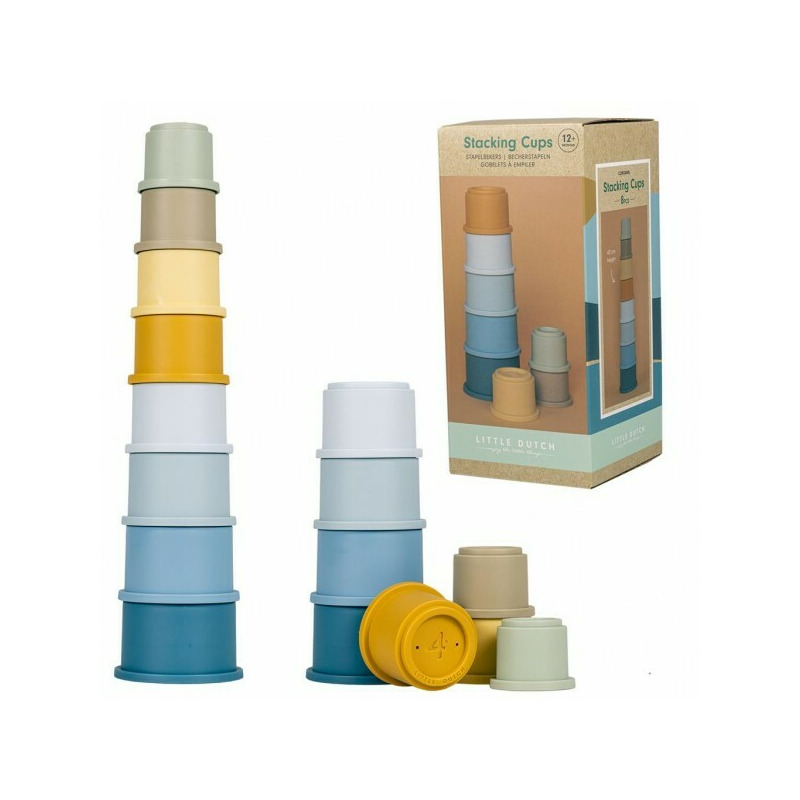 Set 8 cupe de baie stivuibile little dutch albastre