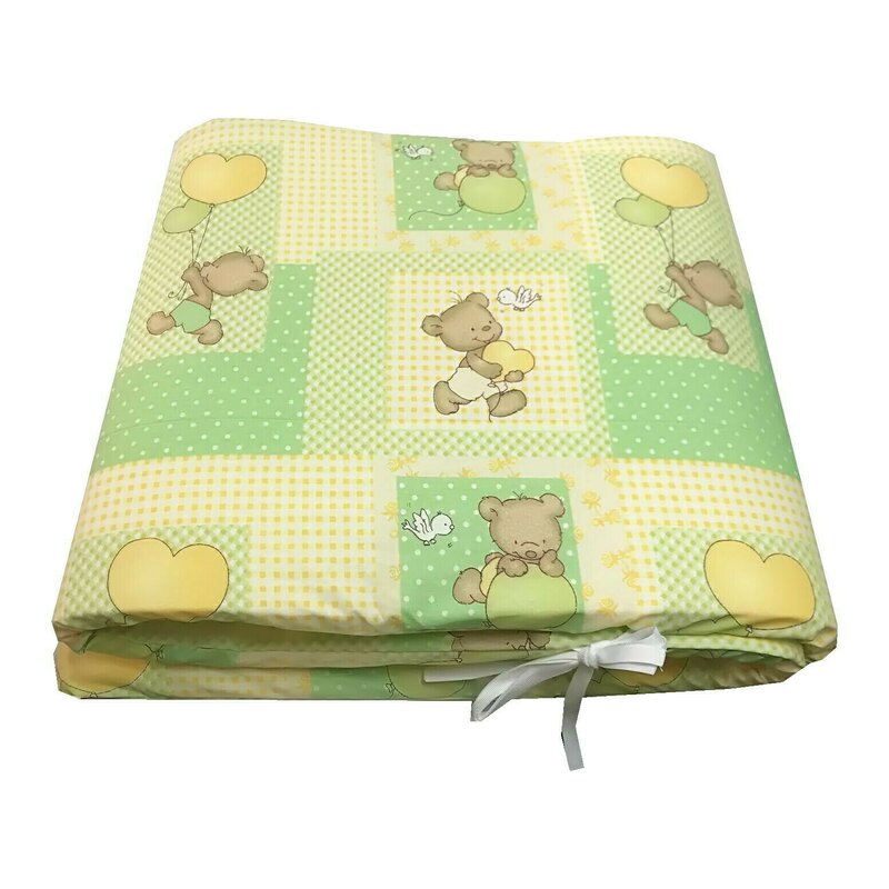 Deseda - Set aparatori pat 140x70 cm inaltime 60 cm cu imprimeu - Ursuleti pe verde