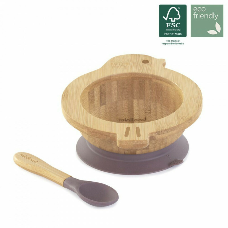 Set bamboo lingurita si bol chick miniland