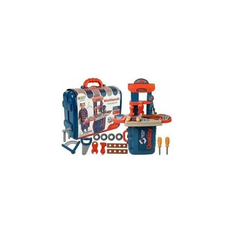 Leantoys - Set banc de lucru pentru copii, atelier cu unelte portabil in valiza, , 6875