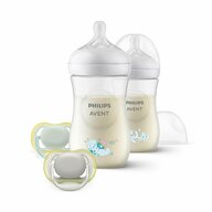 Set biberoane si suzete bebelusi, Philips Avent, Natural Response, 2x Biberoan 260 ml, Tetine cu debit mediu, 2x Suzeta Ultra Air 0–6 luni, Silicon, Fara BPA, Unisex