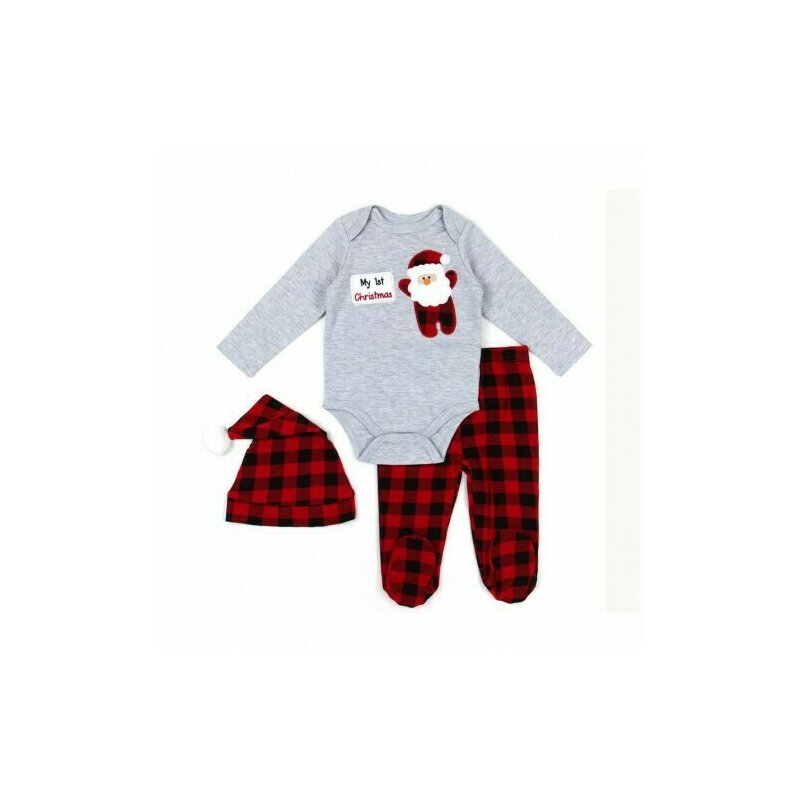 Mother's choice - set cadou craciun bebe 3 piese bumbac my first christmas - marimea 0-3 luni